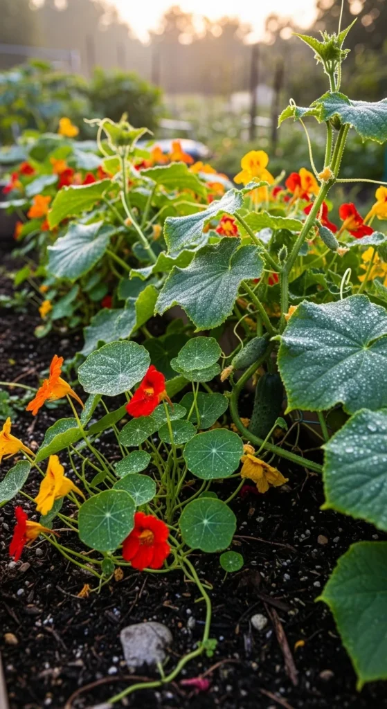 Cucumbers and Nasturtiums