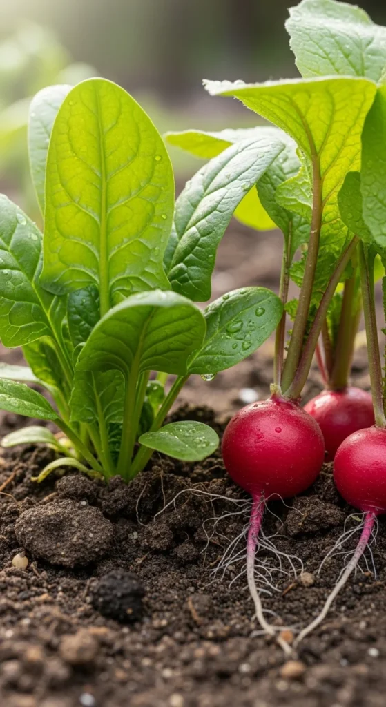 Spinach and Radishes
