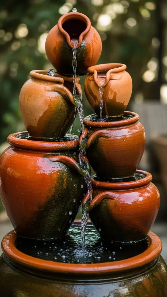 Clay Pot Fountain Tower