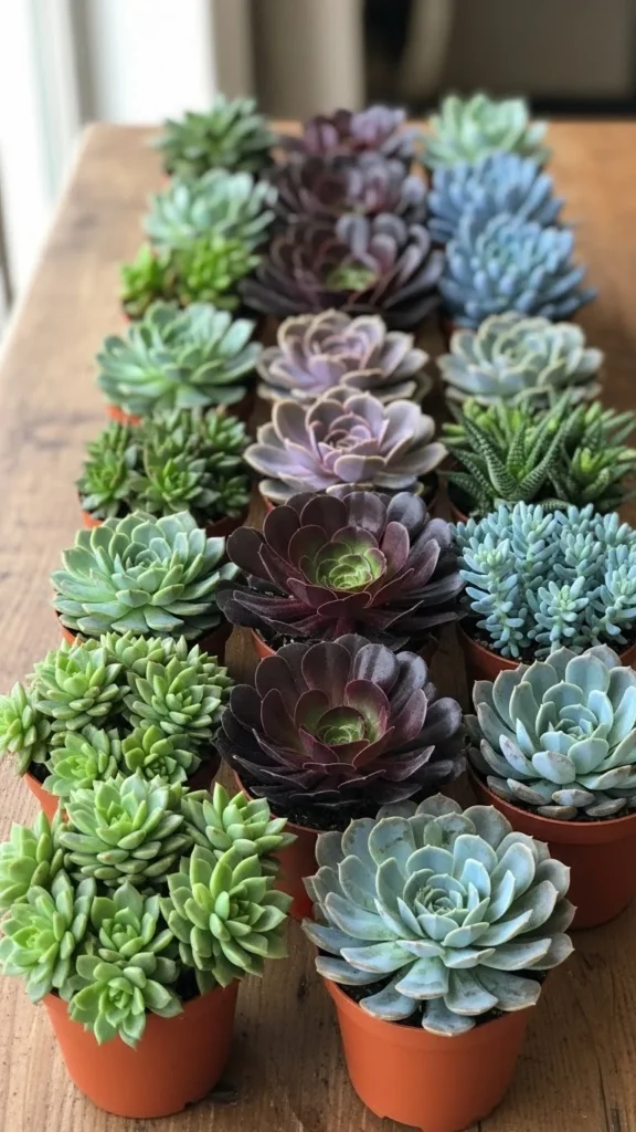 Color-Themed Succulent Display