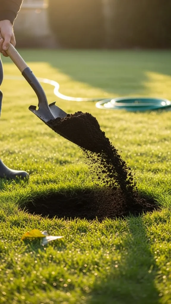 Fill Low Spots with Soil Mix