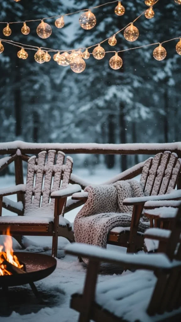 Globe Lights Hung Over Seating Areas