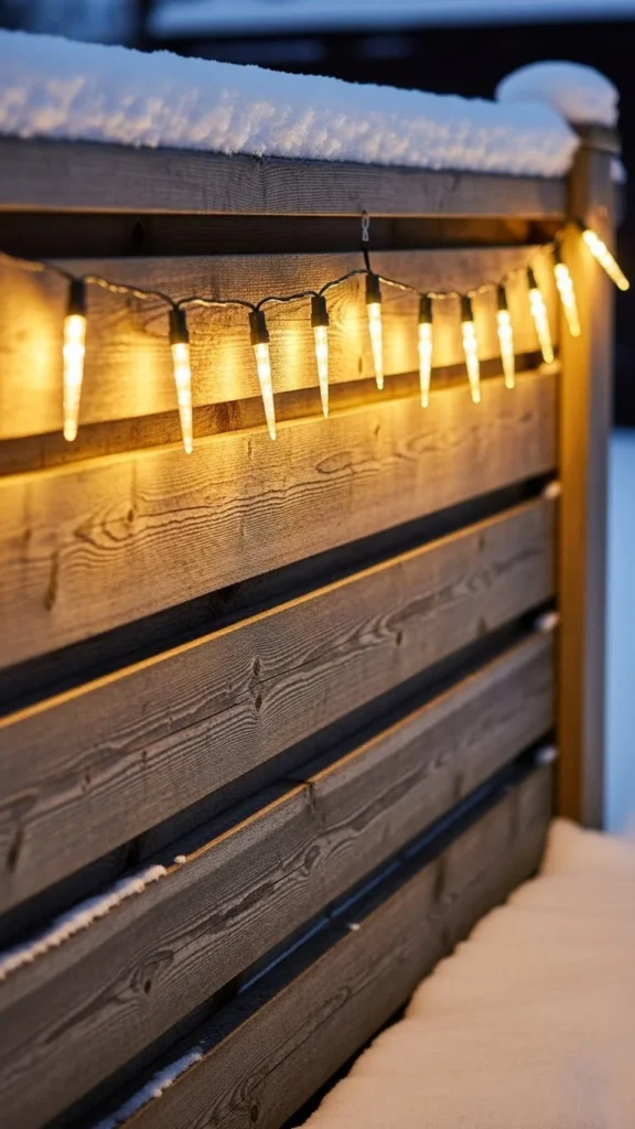 Icicle Lights Along a Fence