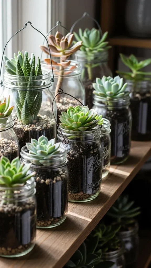 Mason Jar Succulent Pots