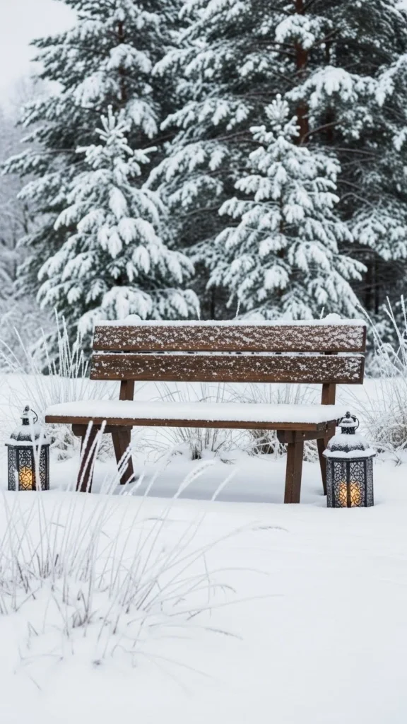 Quiet Snow Bench Garden
