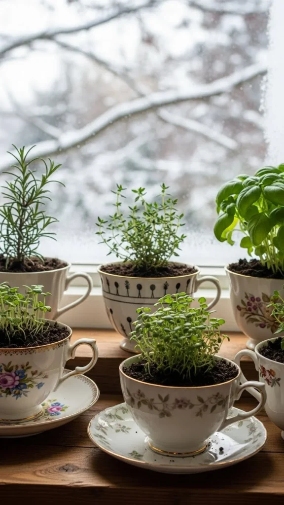 Repurposed Tea Cup Planters
