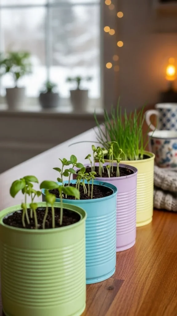 Repurposed Tin Can Planters