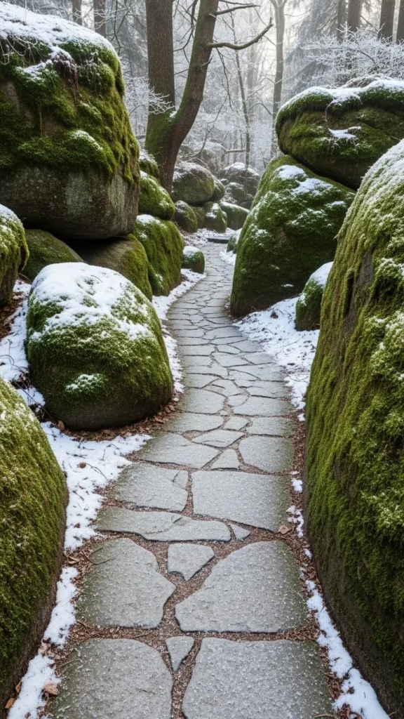 Snow-Framed Boulder Walk