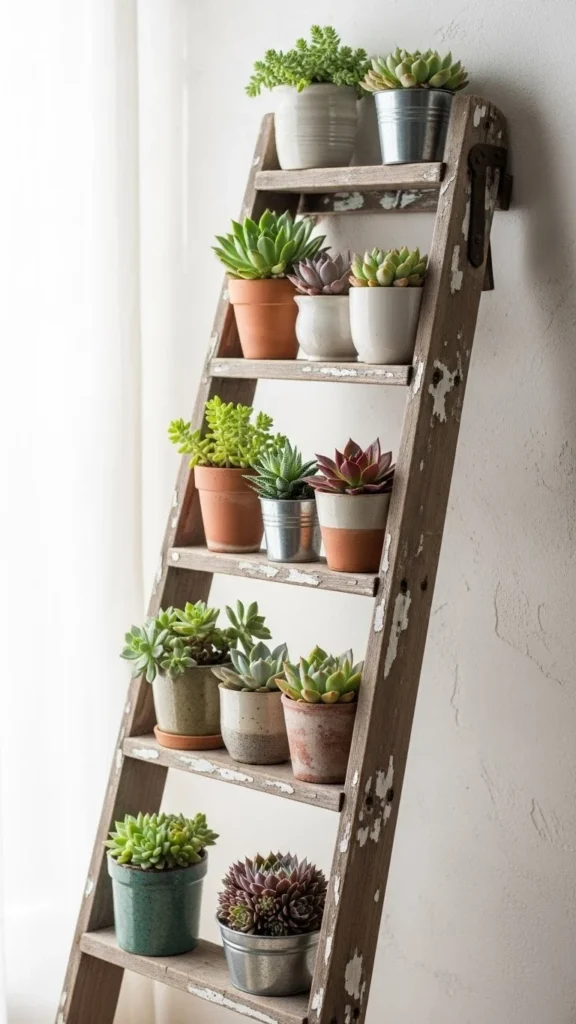 Succulent Ladder Display