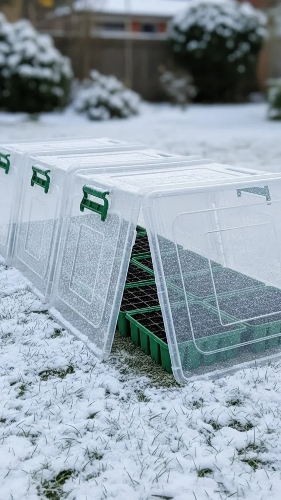 Use Clear Storage Bins as Cold Frames