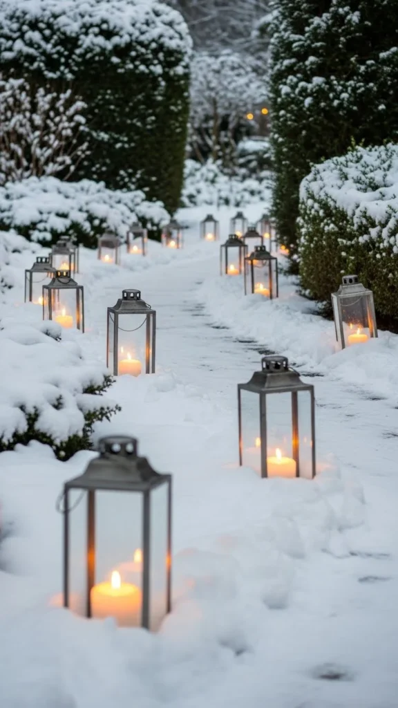 Winter Pathway Lantern Rows