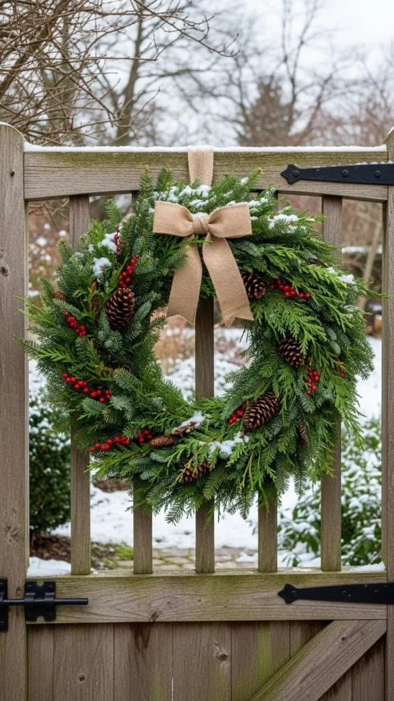 Winter Wreaths on Garden Gates