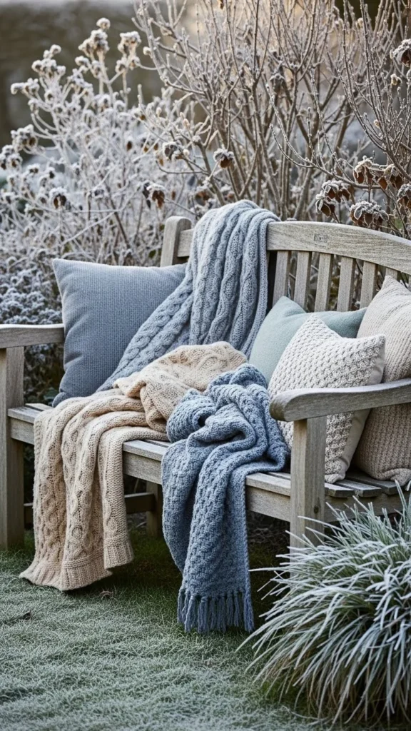Wooden Benches Layered With Textiles