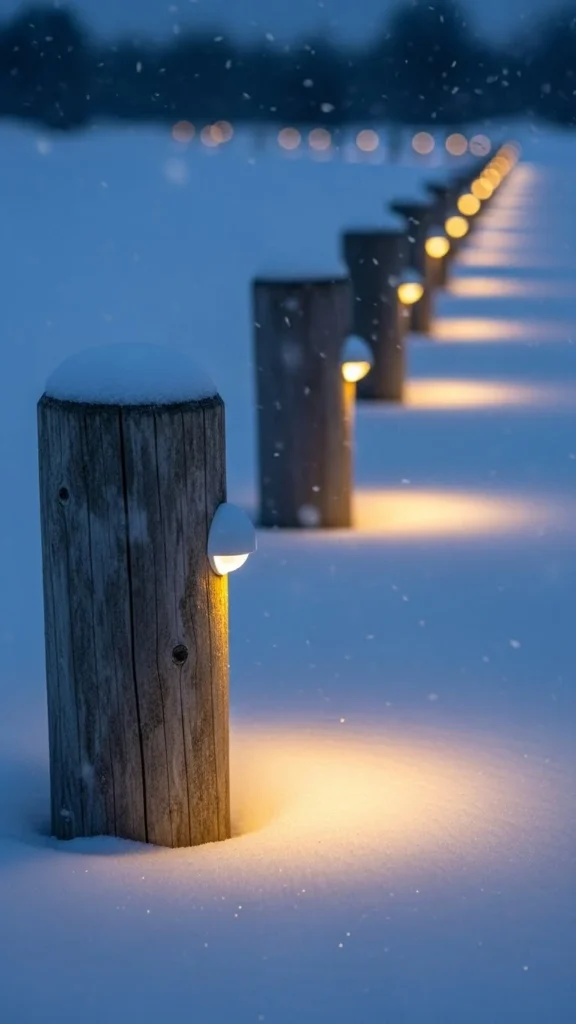 Wooden Posts with Mounted LEDs