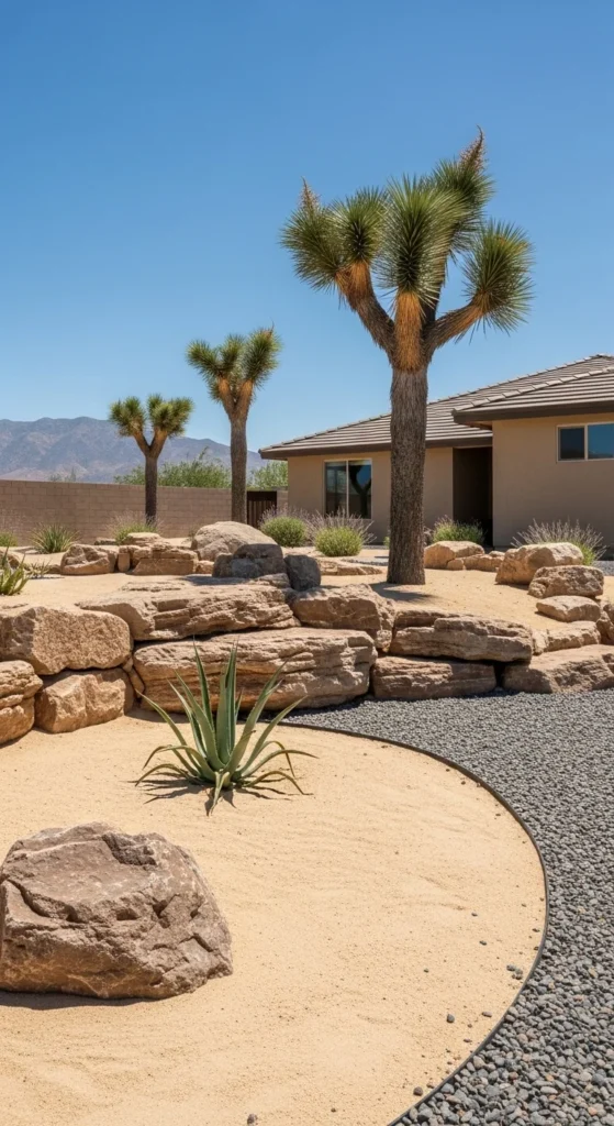 Desert-Style Rock Garden With Sand and Stone