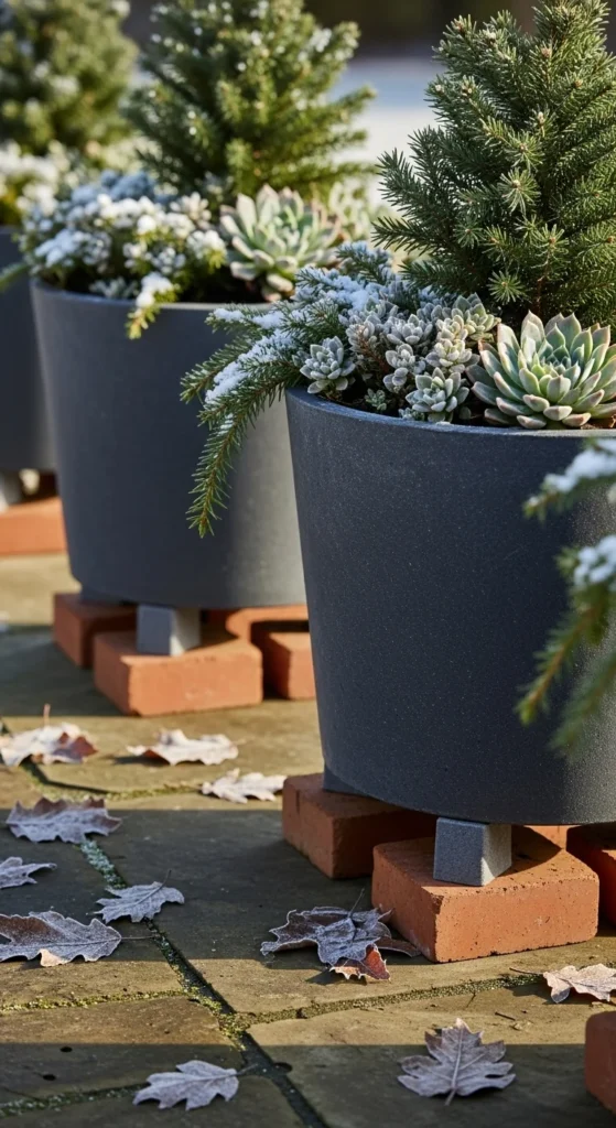 Elevate Pots to Prevent Ice Damage