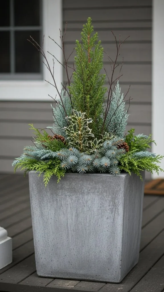 Gray Pot With Soft Greens