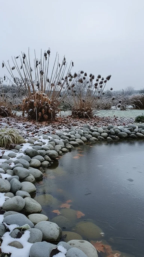 Low Garden Pond With Stone Edge