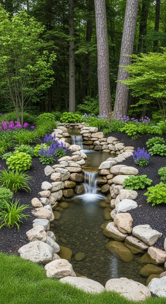 Low-Water Rock Garden Around Trees
