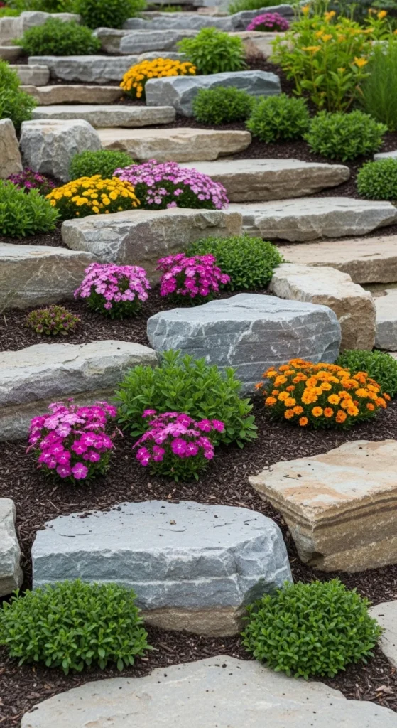 Low-Water Rock Garden With Open Space