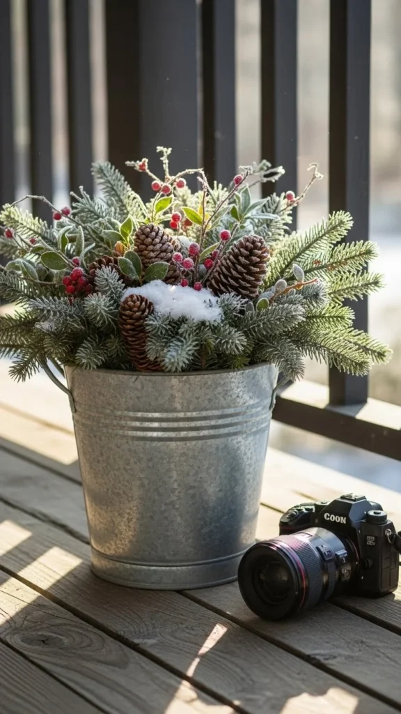 Metal Bucket Winter Pot