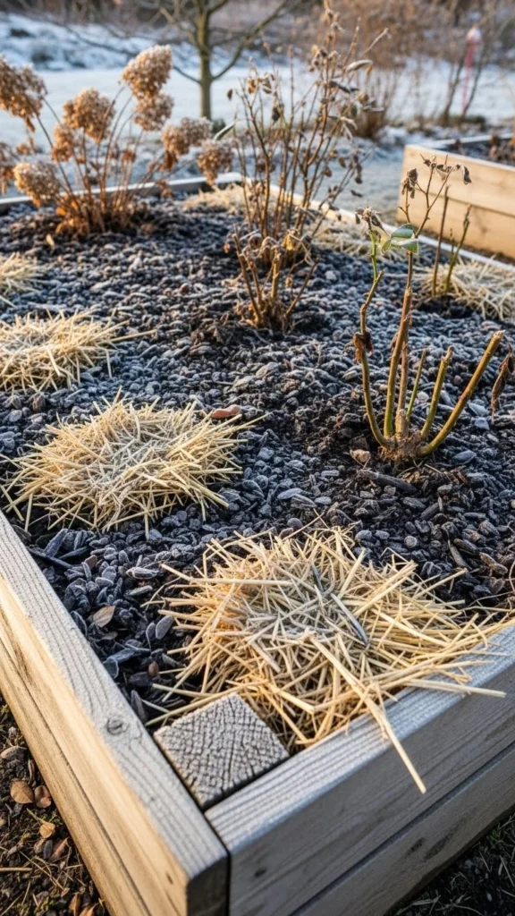Mulching Raised Beds and Containers in Winter