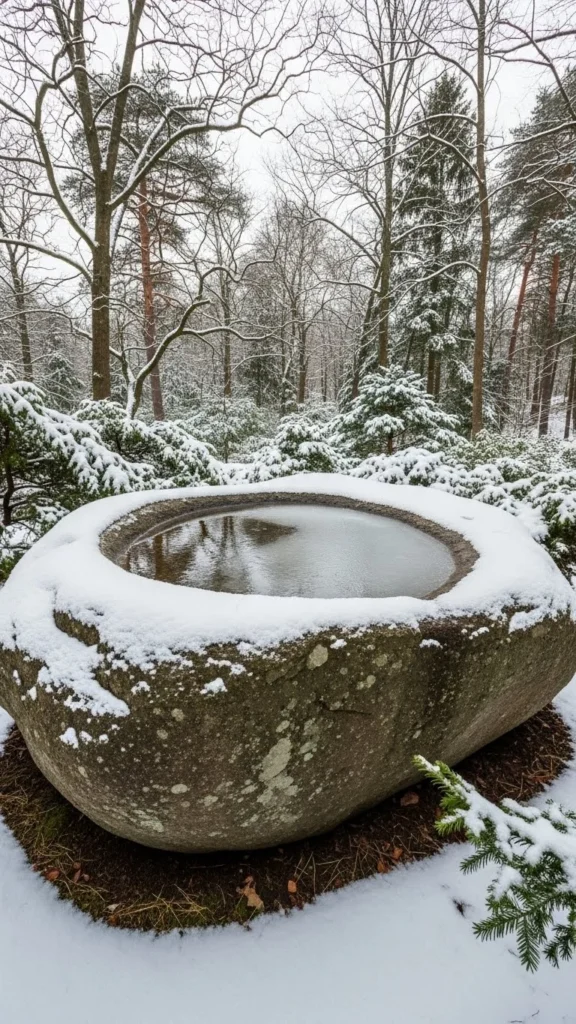 Natural Boulder With Water Pocket