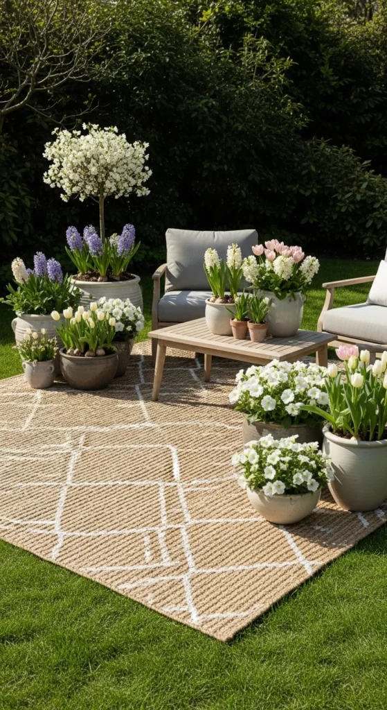 Neutral Outdoor Rugs on Grass