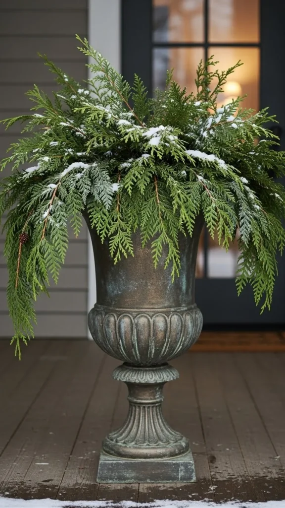 Oversized Urn With Cedar