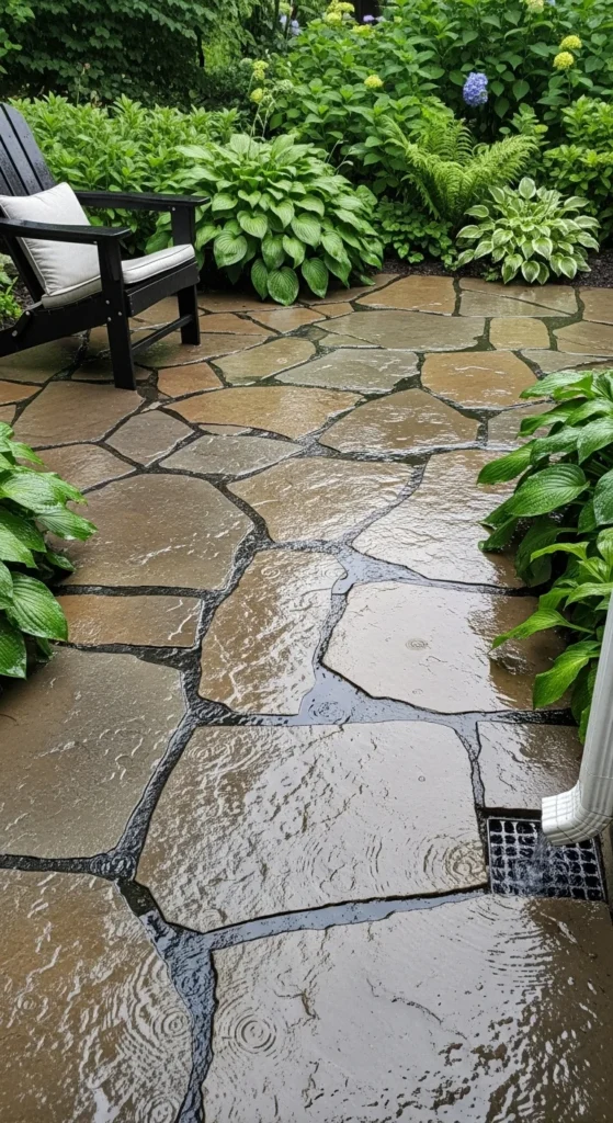 Permeable Patio Near Garden Beds