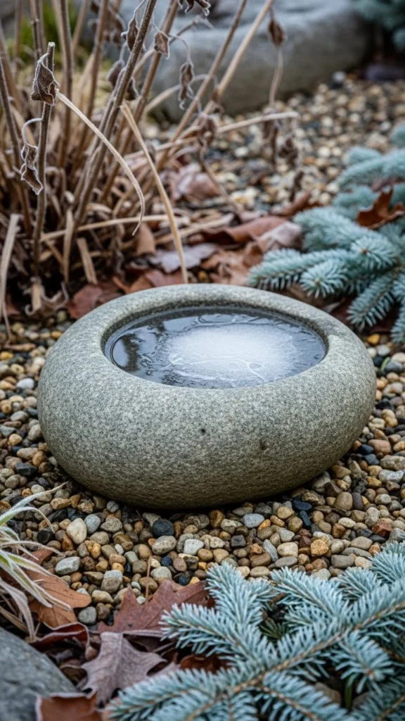 River Rock Bowl Set Into Gravel