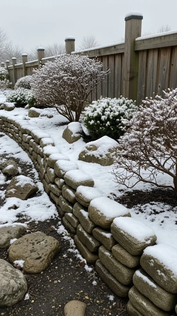 Rock Borders Along Fences