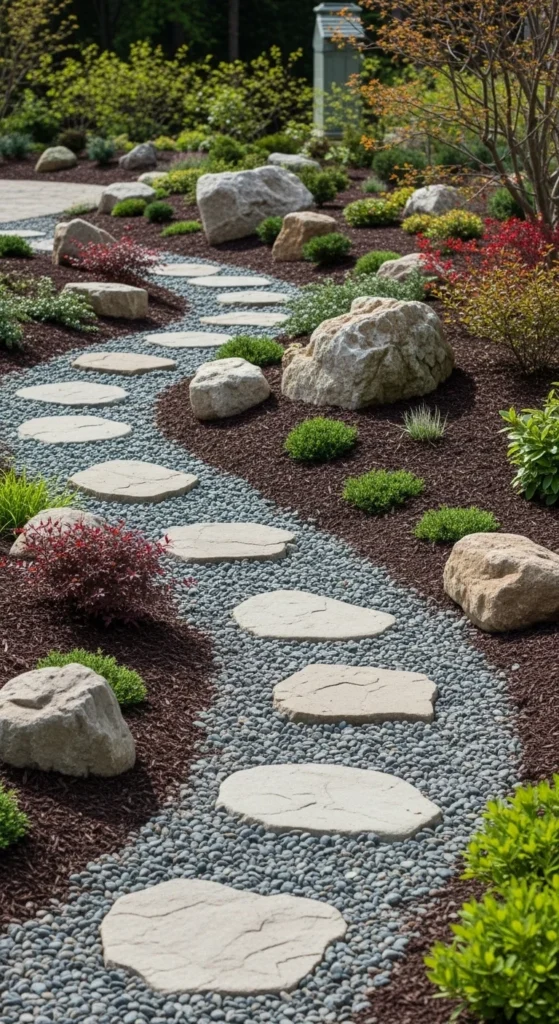 Rock Garden With Ground-Level Stepping Stones