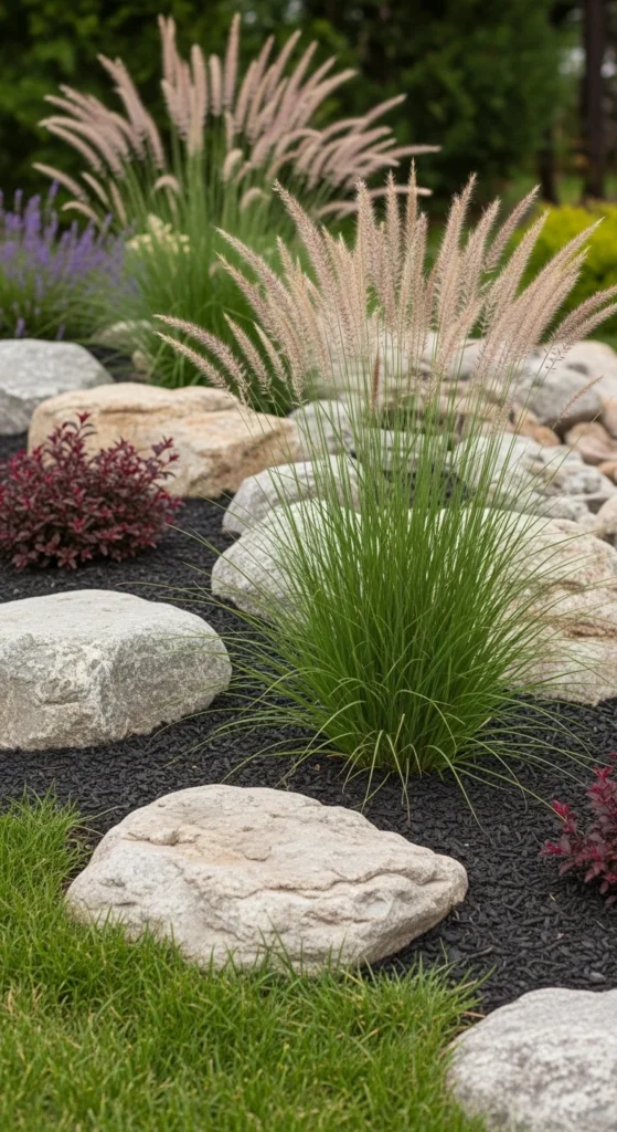 Rock Garden With Ornamental Grasses