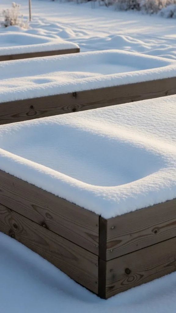 Snow-Dusted Raised Beds