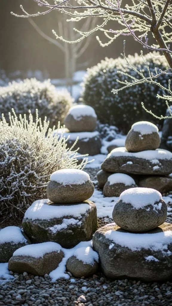 Snow-Dusted Rock Clusters
