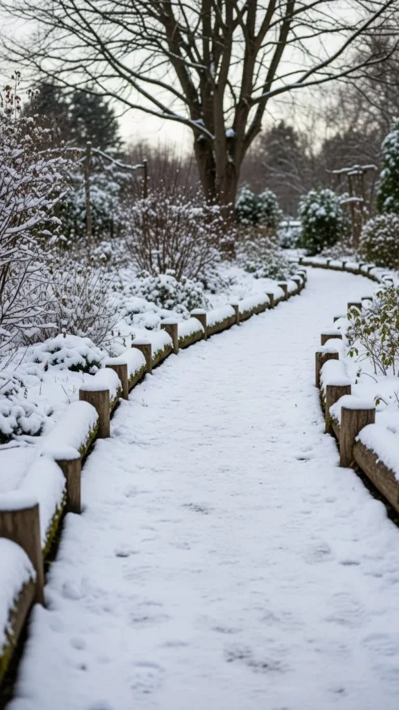 Snow Path Edging with Logs