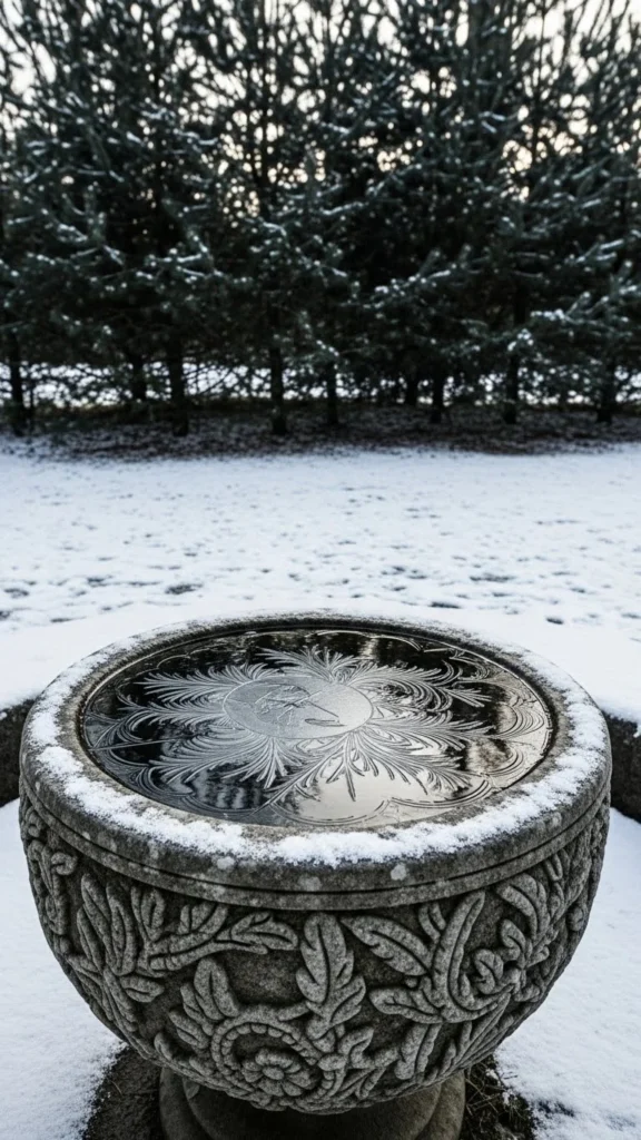 Stone Basin With Floating Ice Patterns