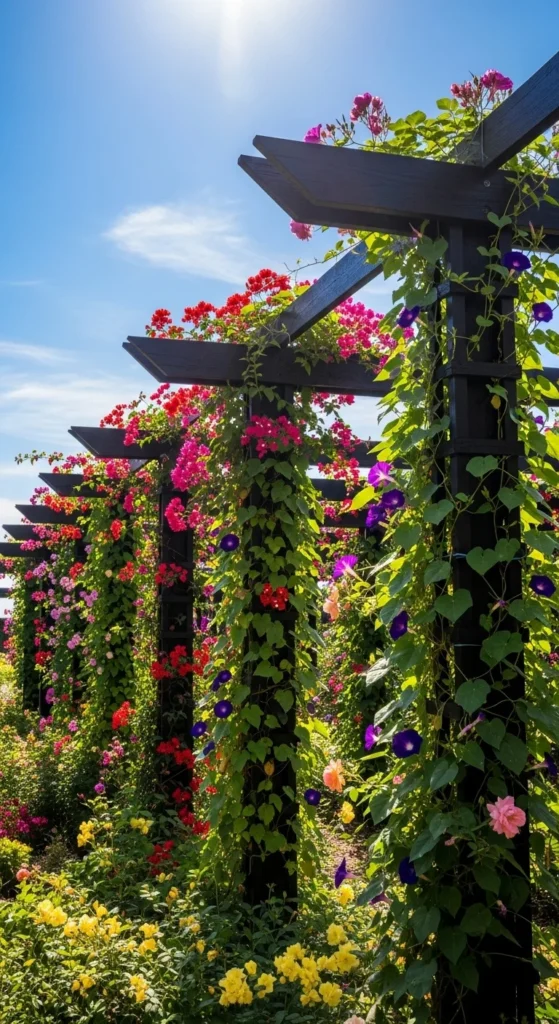Sun-Facing Trellises With Climbing Plants