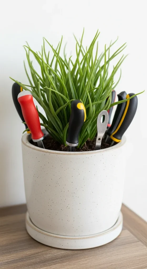 Tool Storage Hidden in Planters