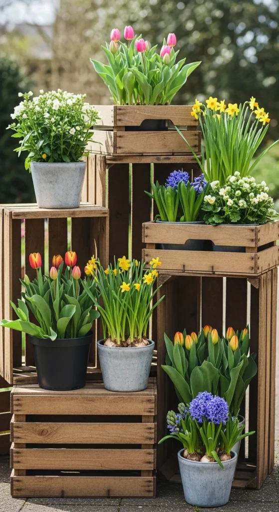 Wooden Crate Plant Stands