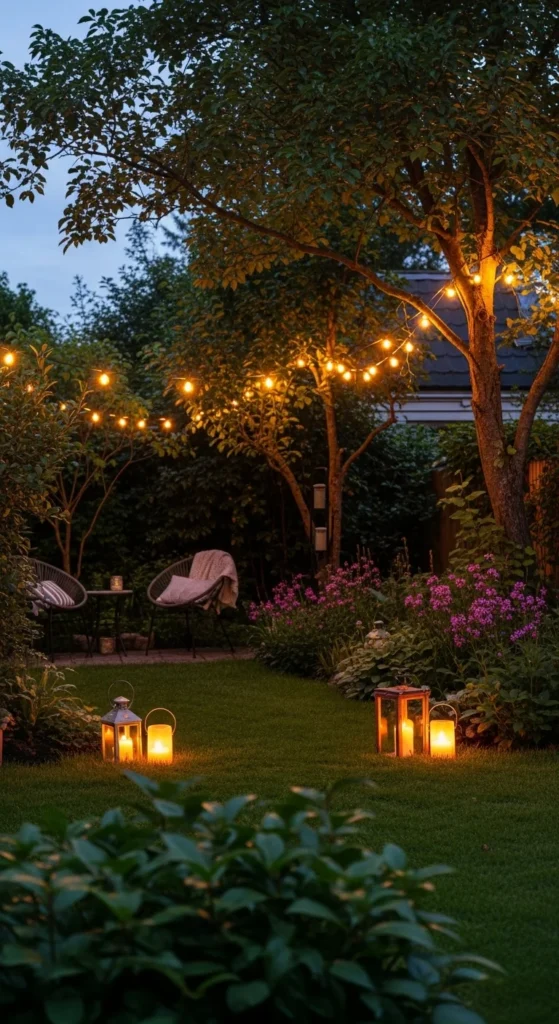 how to decorate garden with lights