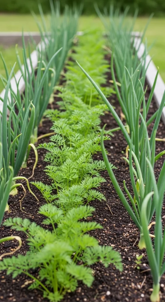 Carrots and Onions Sharing Rows