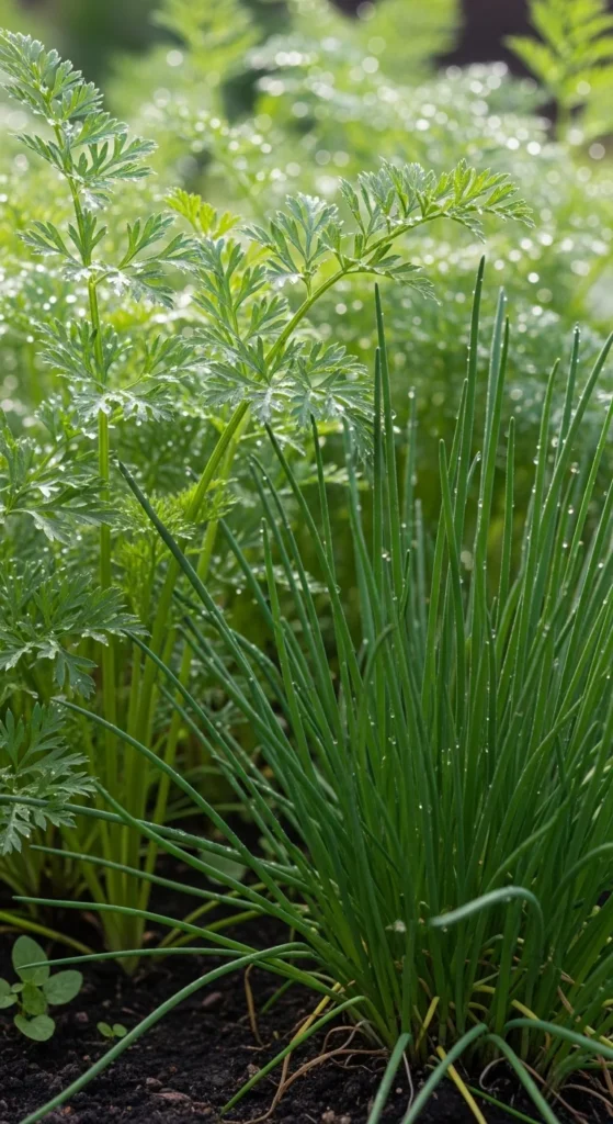 Chives Near Carrots