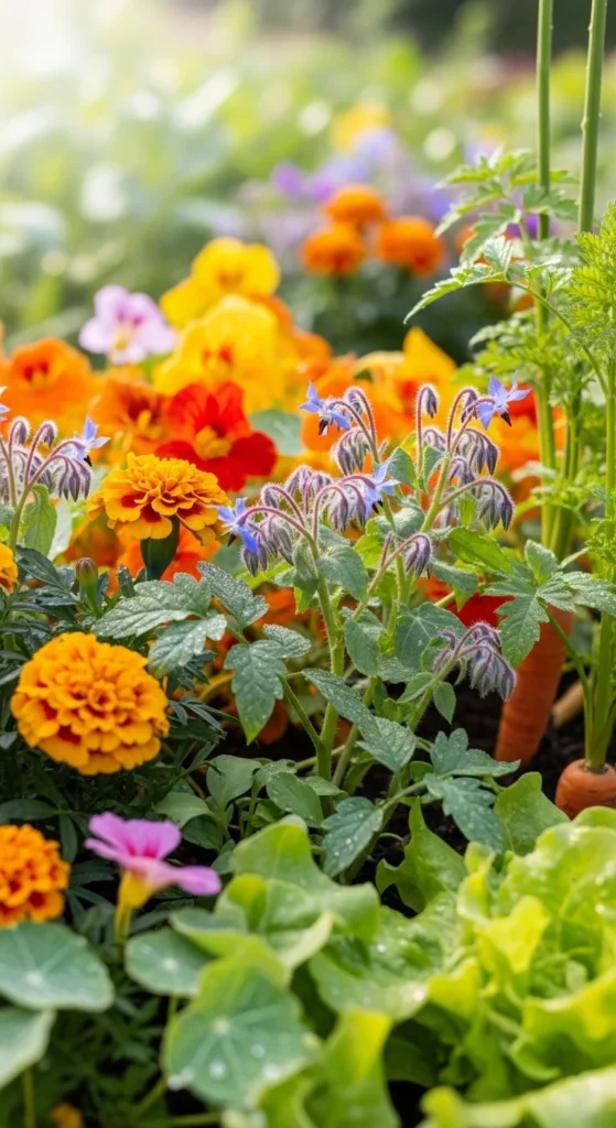 Flowers Mixed Into Vegetable Beds