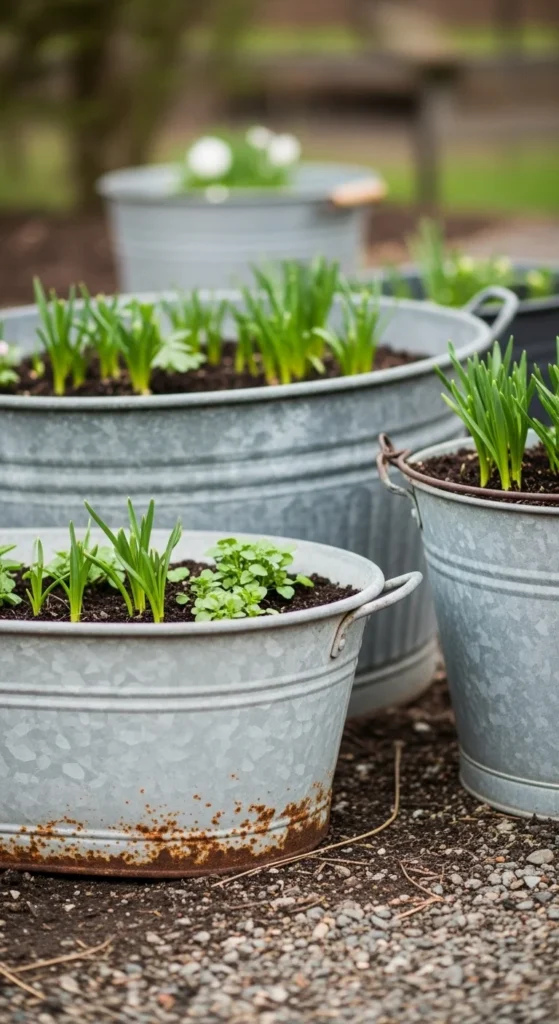 Galvanized Metal Planters