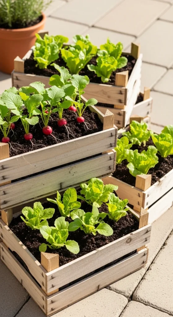 Miniature Vegetable Garden in Crates