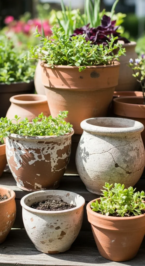 Mismatched Clay Pot Displays