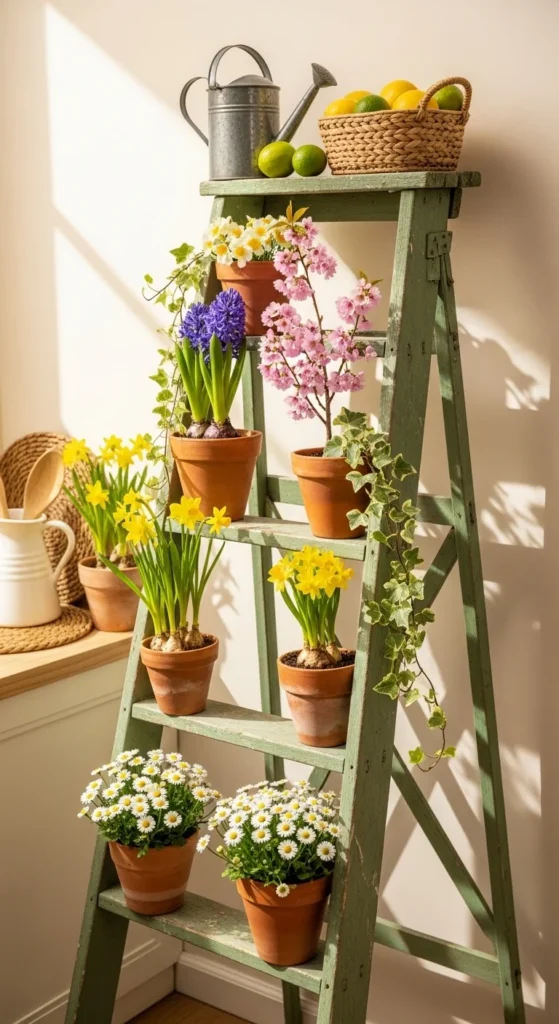 Old Ladder Plant Display