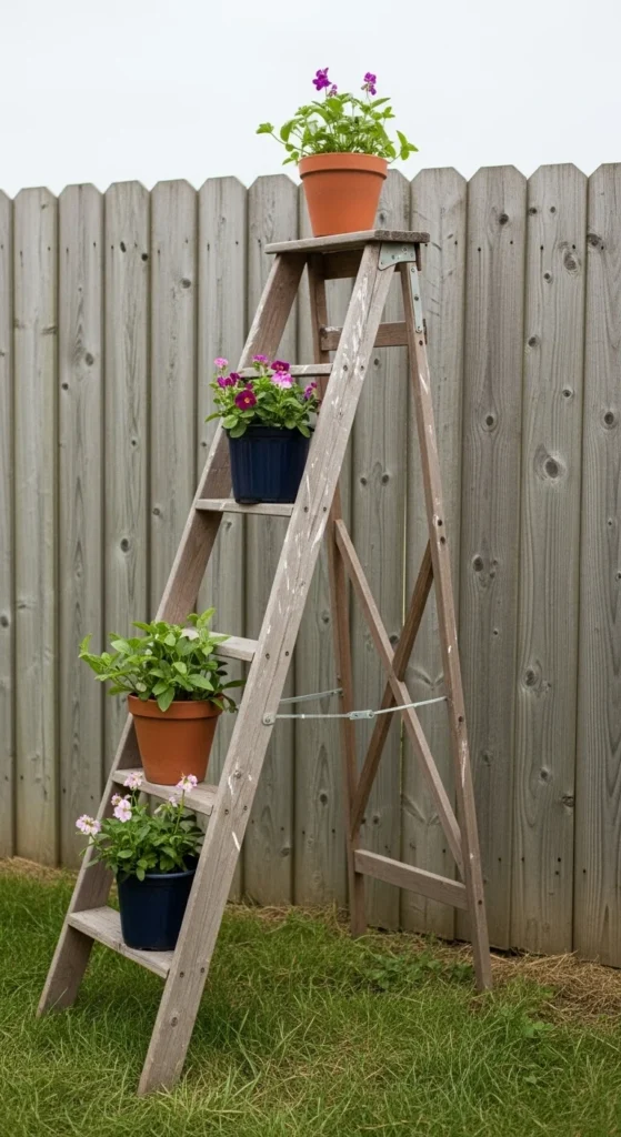 Old Ladder Plant Stands